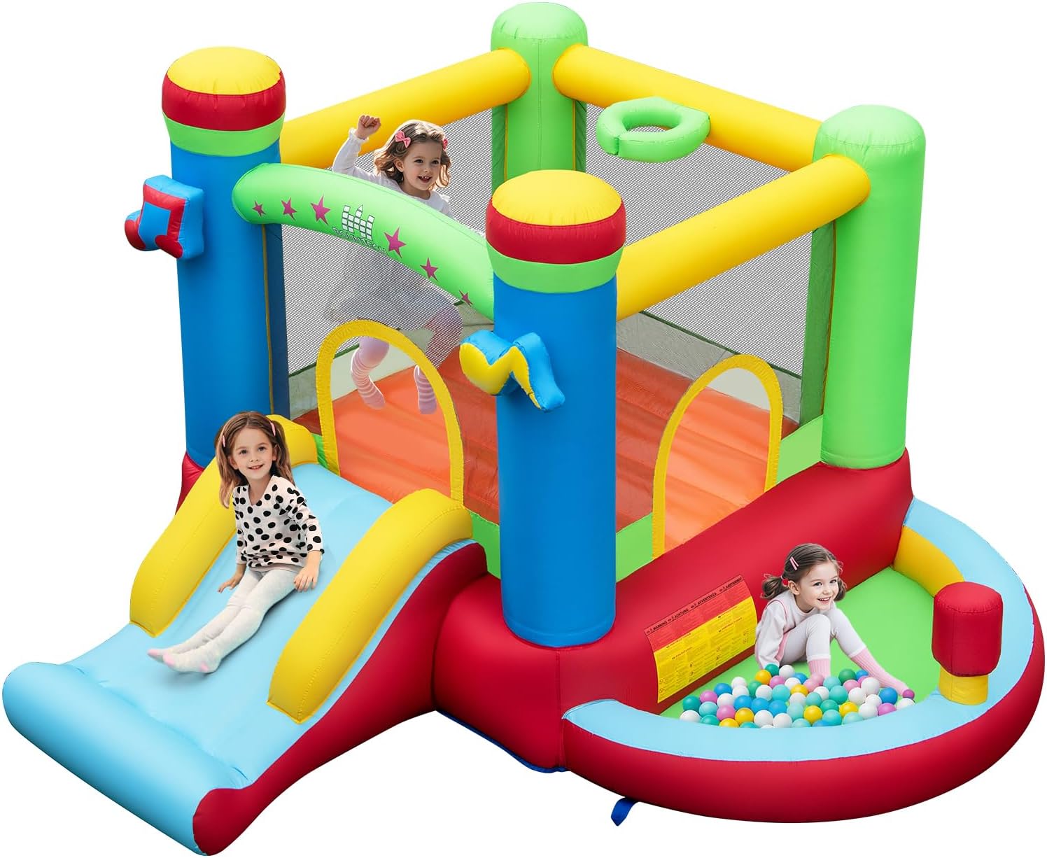 Kids Outdoor Jumping - Inflatable Bounce House with Ball Pit,