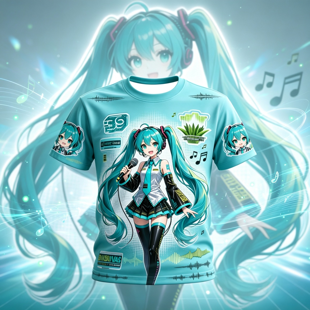 Kids Outdoor Clothing - Hatsune Miku Anime Pattern Summer Short