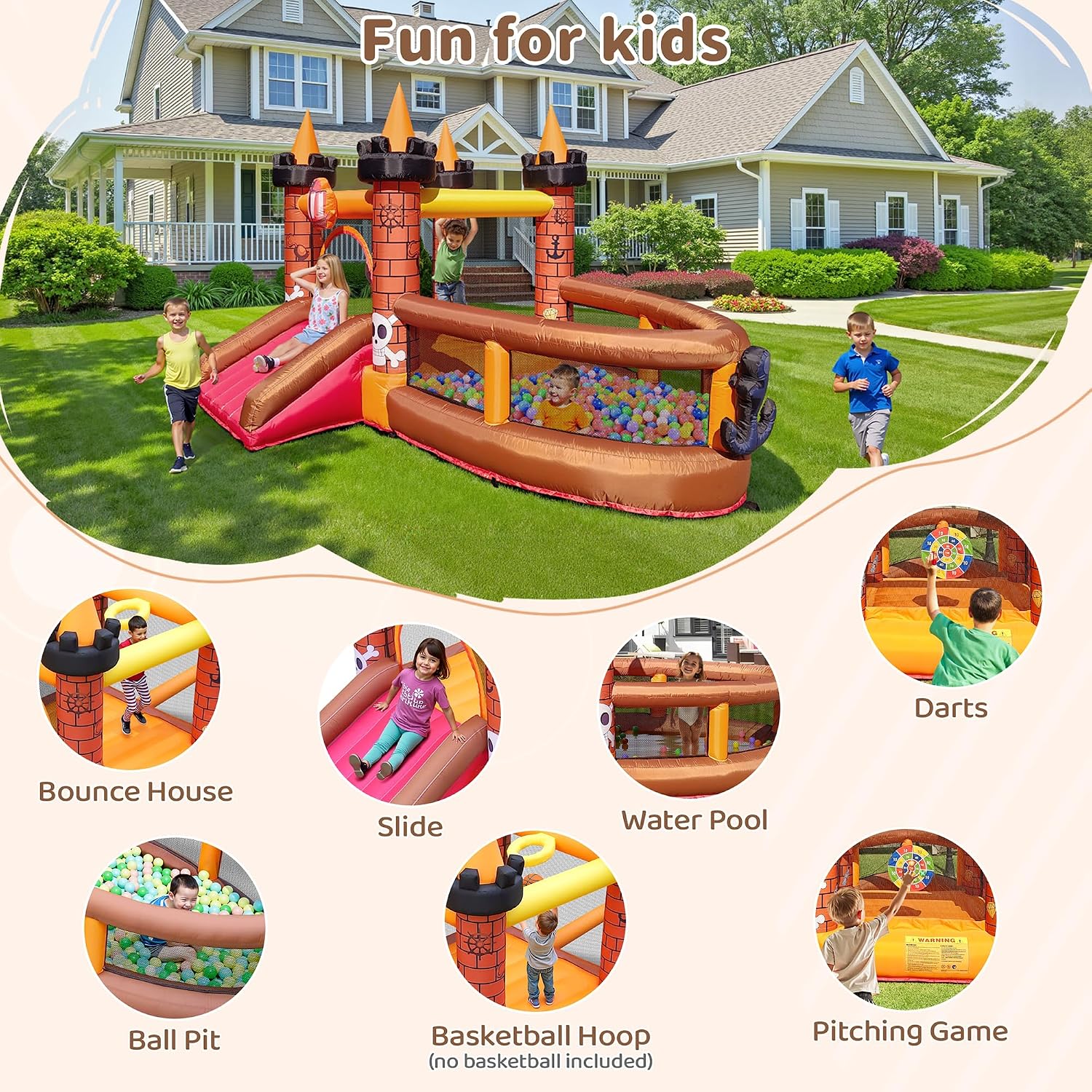 Inflatable Bounce House for Ki - Kids Outdoor Jumping 评论和价格