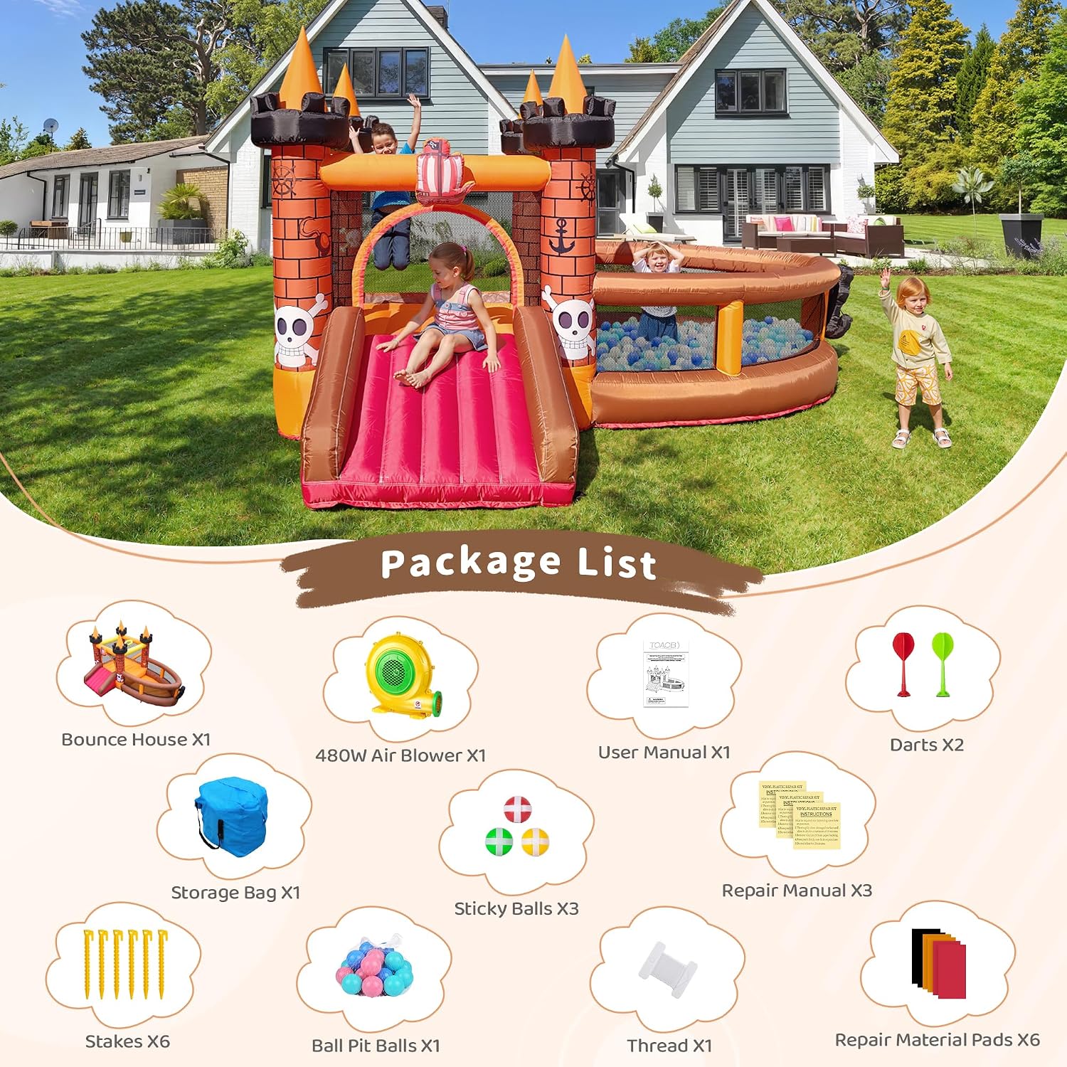 Inflatable Bounce House for Ki - Kids Outdoor Jumping 评论和价格