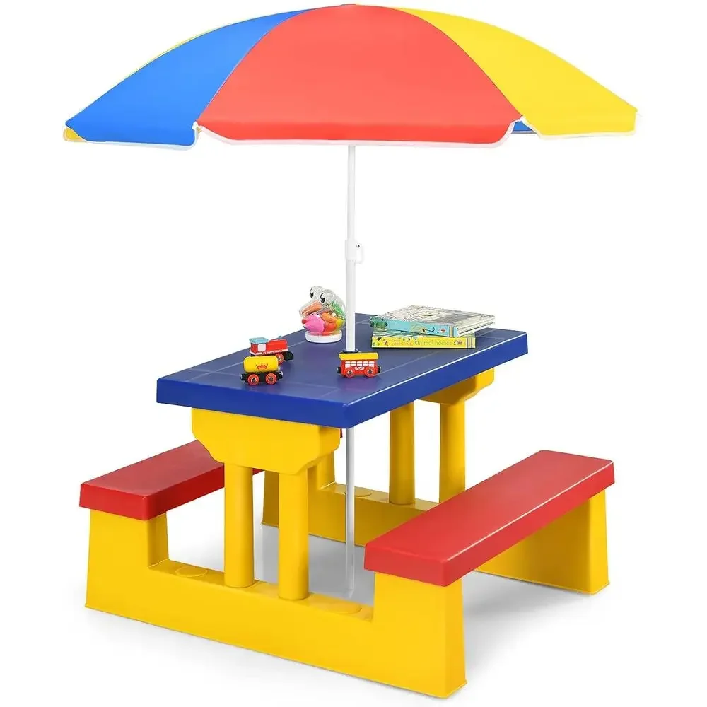 Multicolor Outdoor Kids Picnic - Kids Outdoor Bench With Umbrella 评论和价格