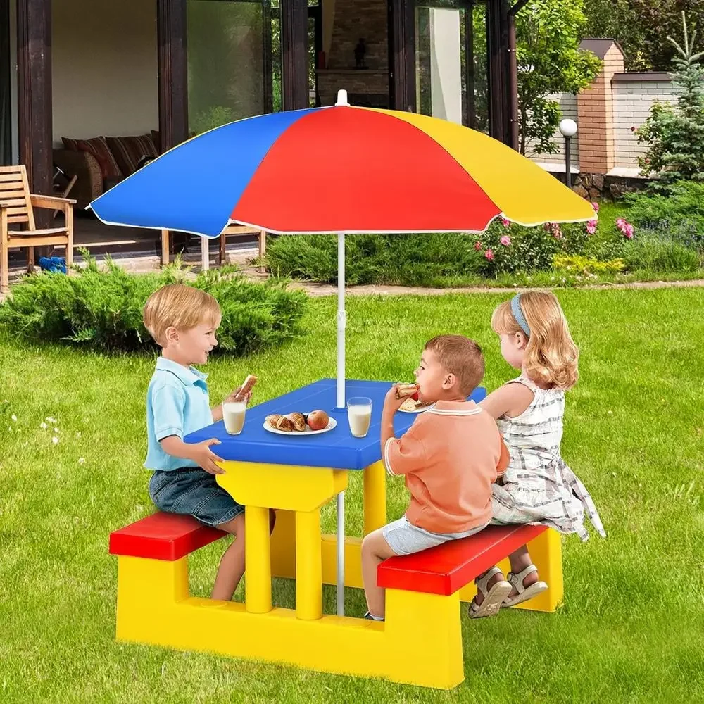 Multicolor Outdoor Kids Picnic - Kids Outdoor Bench With Umbrella 评论和价格