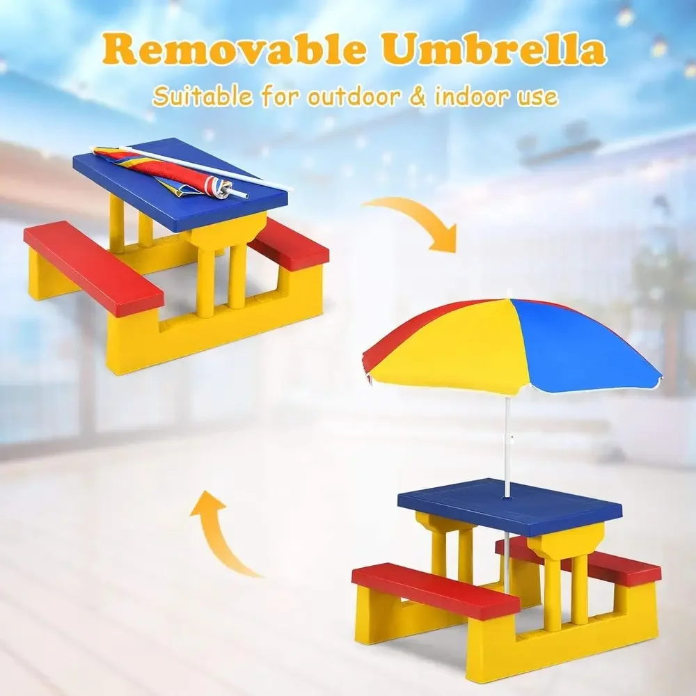 Multicolor Outdoor Kids Picnic - Kids Outdoor Bench With Umbrella 评论和价格