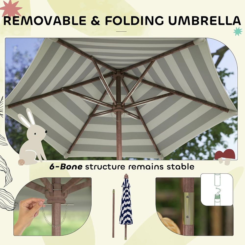 Qaba Kids Picnic Table, Outdoo - Kids Outdoor Bench With Umbrella 评论和价格