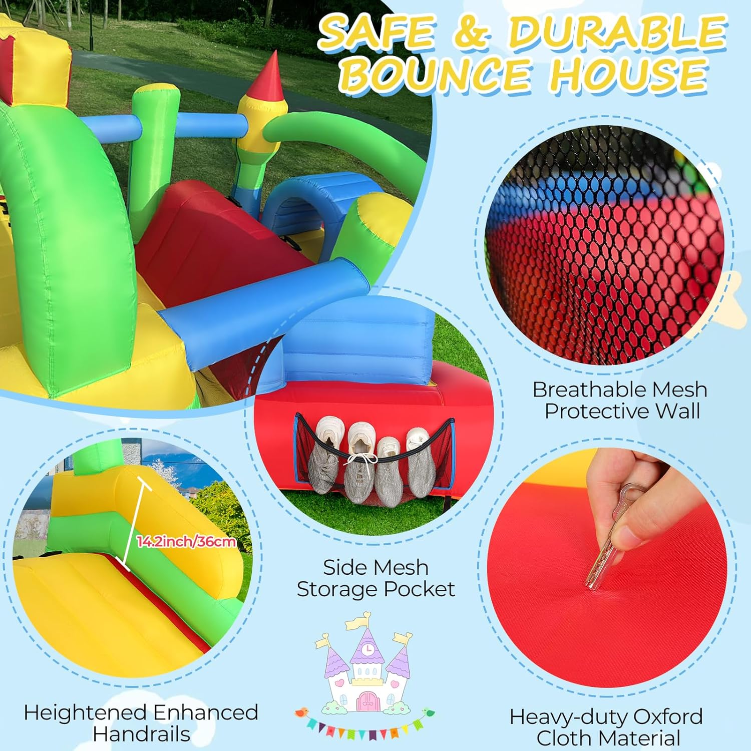 KF Inflatable Obstacle Course  - Kids Outdoor House With Slide 评论和价格