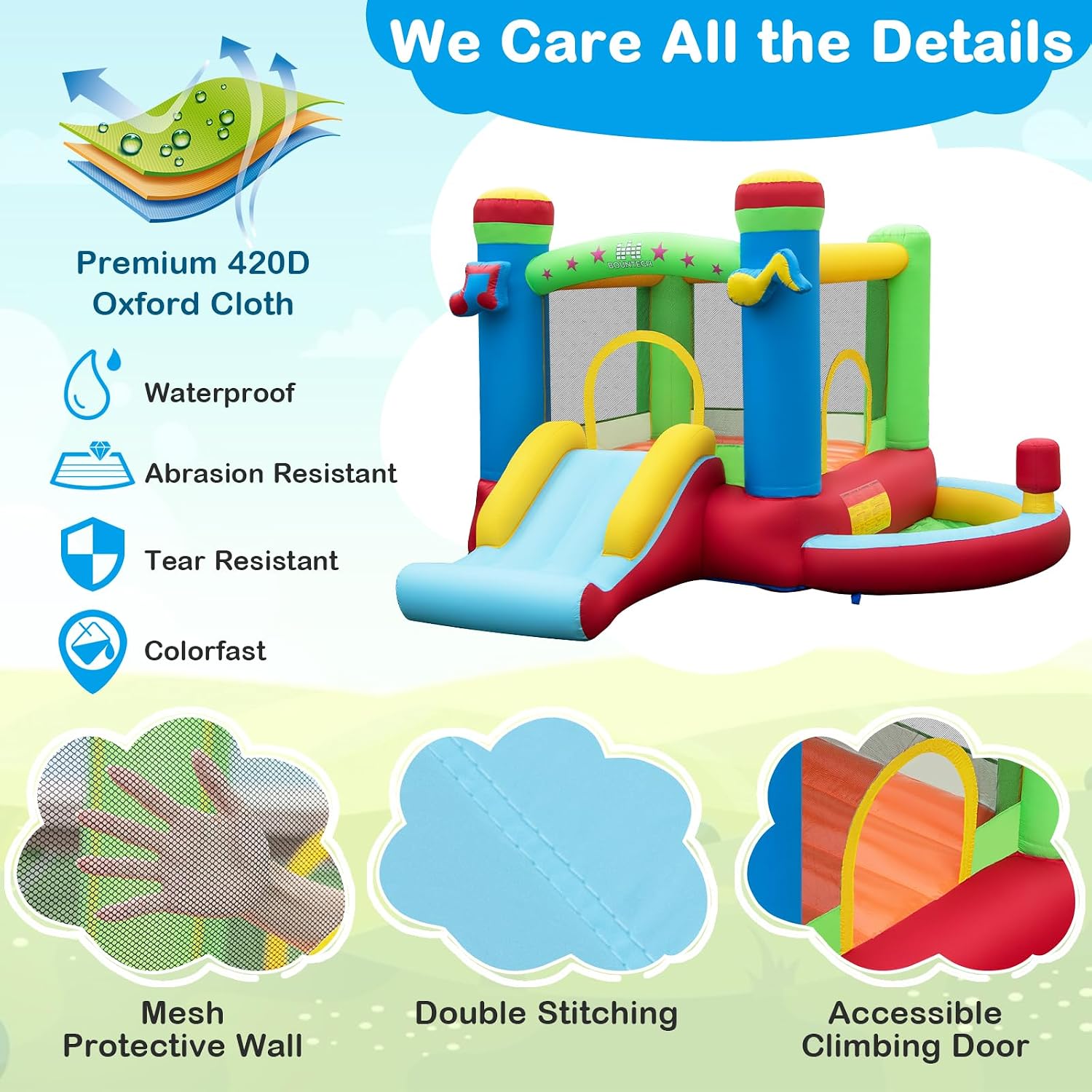 Inflatable Bounce House with B - Kids Outdoor Jumping 评论和价格