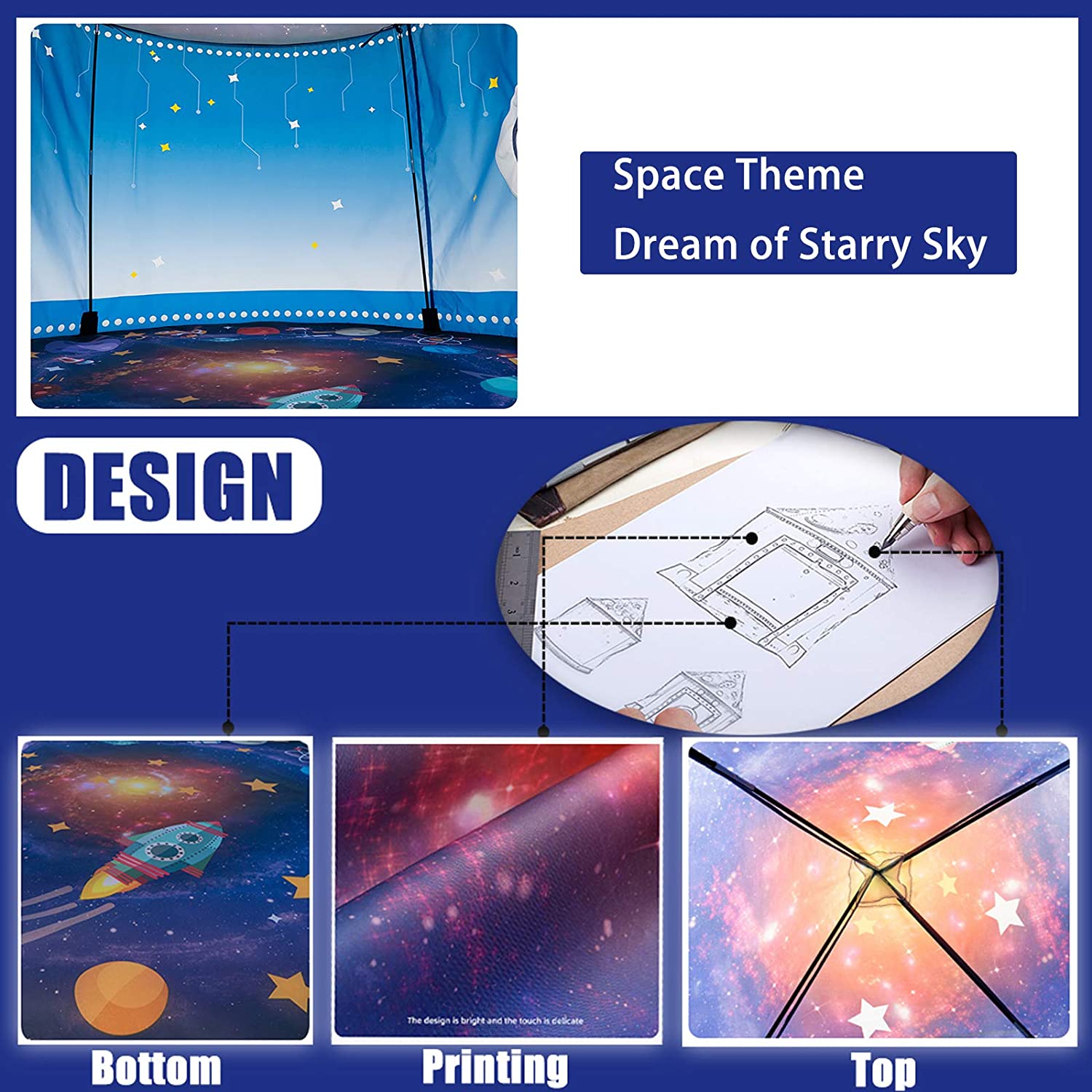 Rocket Ship Kids Tent Pop Up P - Kids Outdoor Tunnel 评论和价格