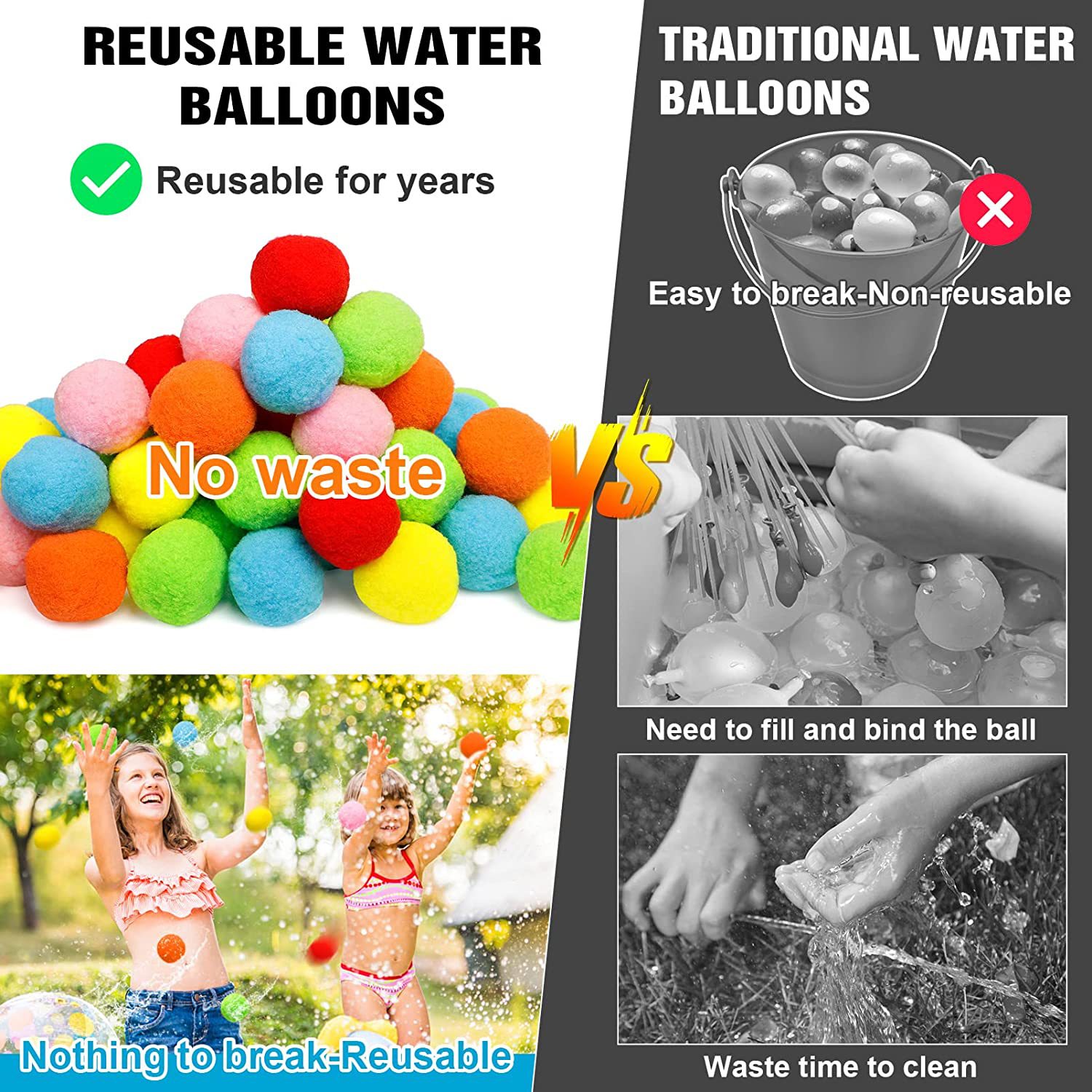 12/30/60Pcs Reusable Water Bal - Kids Outdoor Water Play 评论和价格