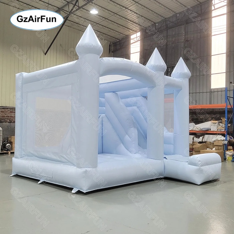 White Bouncy Castle Wedding In - Kids Outdoor House With Slide 评论和价格