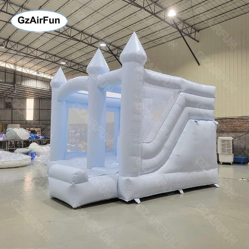 White Bouncy Castle Wedding In - Kids Outdoor House With Slide 评论和价格