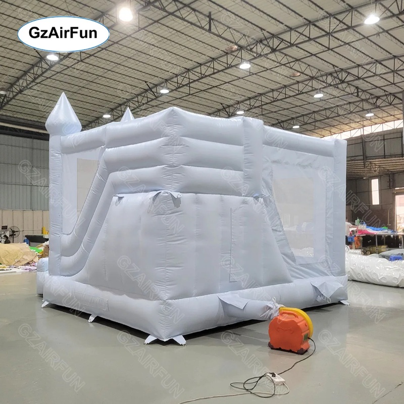 White Bouncy Castle Wedding In - Kids Outdoor House With Slide 评论和价格